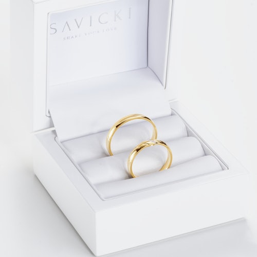 Obrączki ślubne: złote, półokrągłe, 3 mm